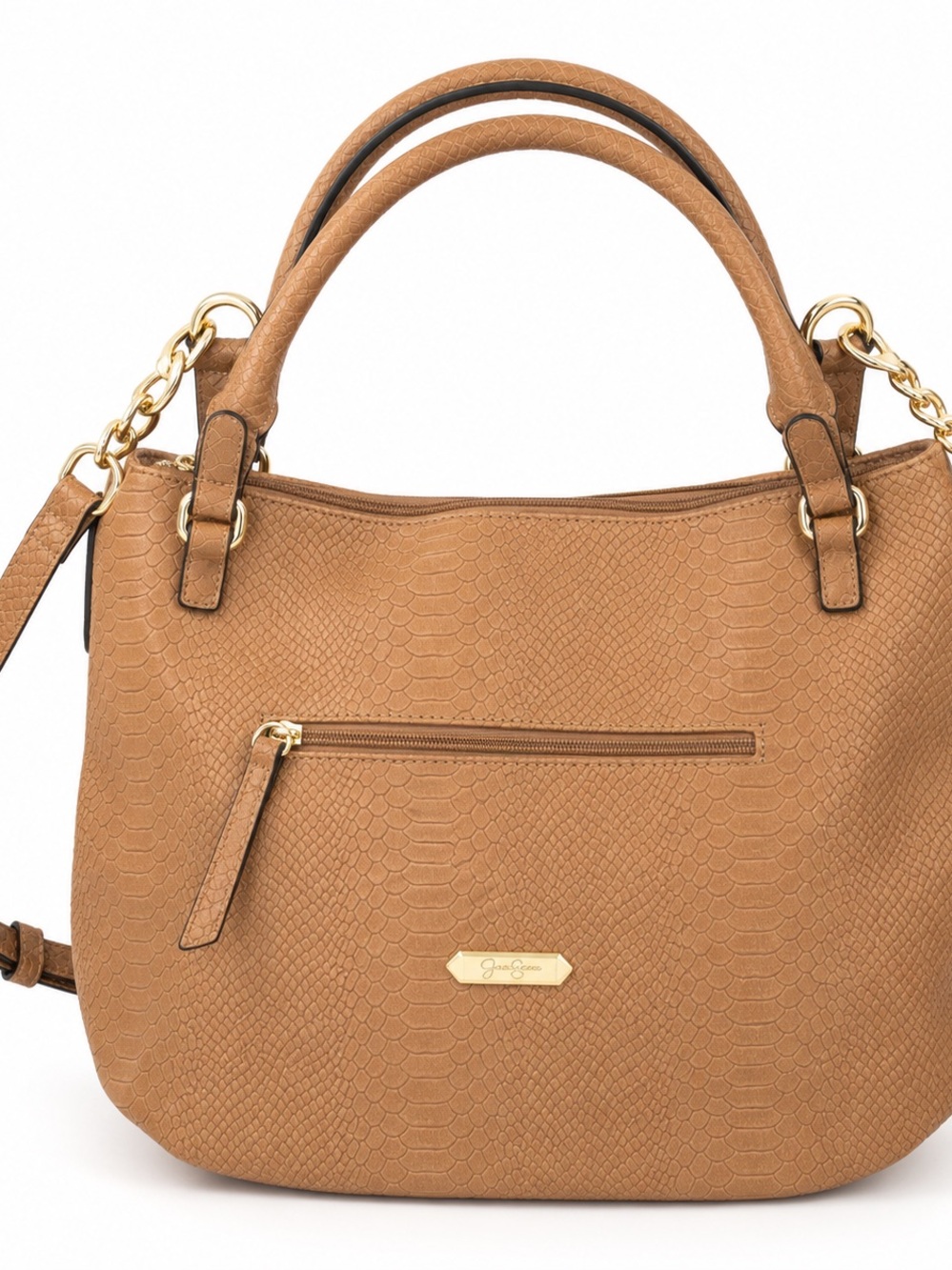 Jessica Simpson Tan Faux-Snakeskin Crossbody Tote